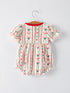 Christmas Baby Girls Romper Stripe Print One-Piece with Ruffle Trim